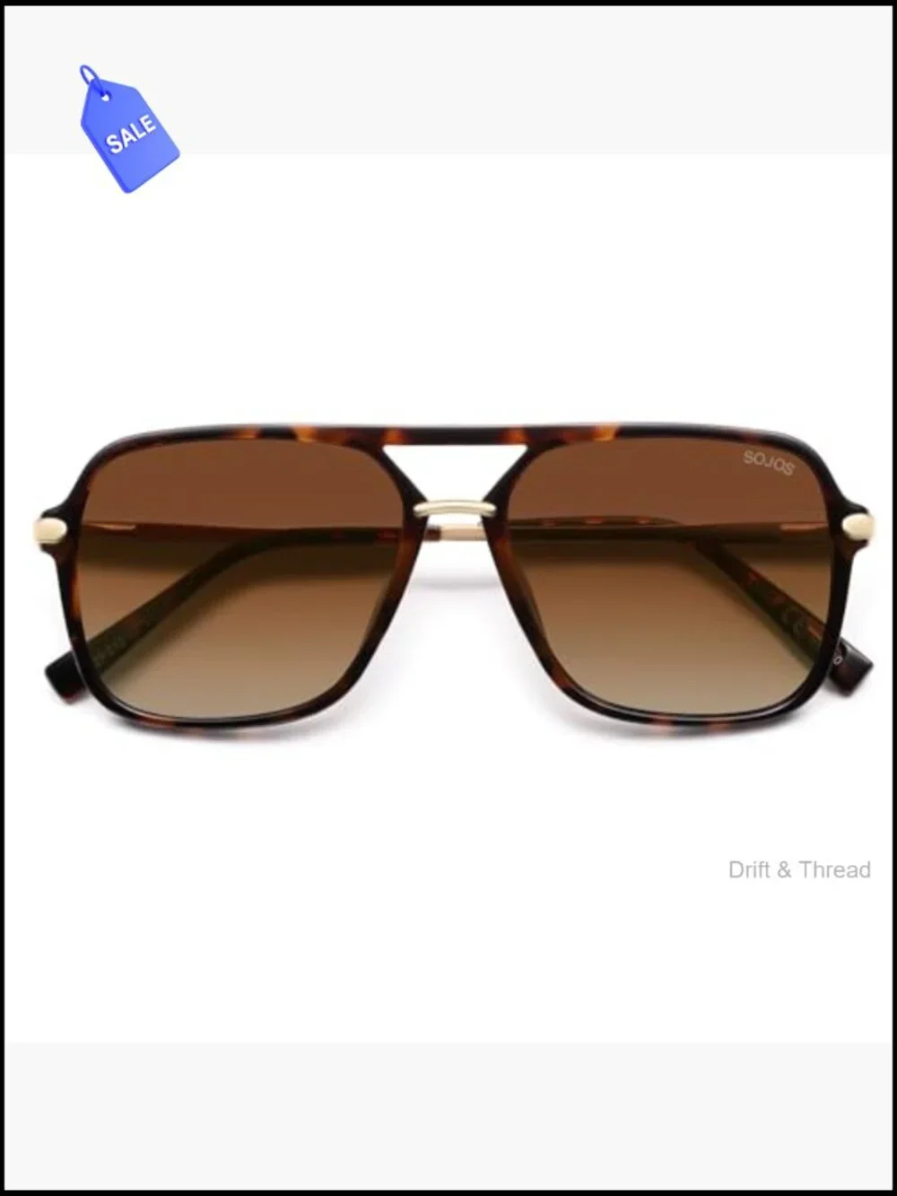 Square Aviator Sunglasses for Women & Men Polarized UV400 Retro Double Bridge